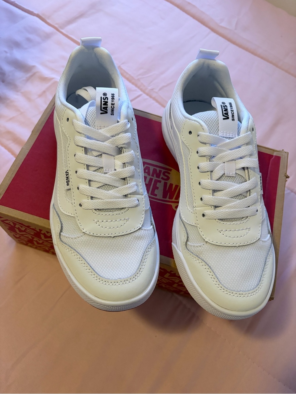 Vans Women’s White Low-Top Mesh & Leather Sneakers